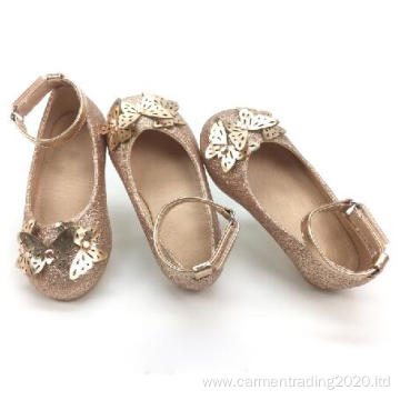 Girls flat shoes Rhinestone flash material ballet shoes